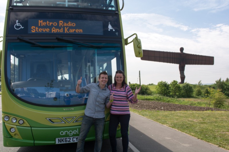 Go North East Angel Bus with Steve and Karen